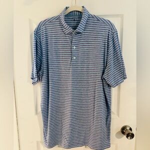 johnnie-O Blue, White and Light Purple Striped Polo/Golf Shirt